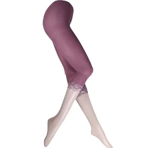 Della fabbrica del Commercio All'ingrosso Delle Donne di Modo Ghette Sexy Della Ragazza Viola Breve Leggings Con Pizzo