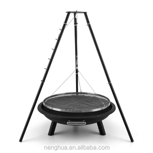 Barbecue portable d'extérieur réglable à bois avec foyer, 10000-14999 BTU, support trépied suspendu, pour camping et grillades au charbon de bois - Product Image 2