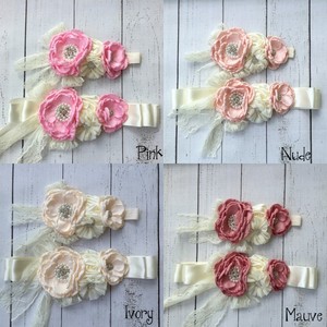 Flor de marfil SASH cinturón diadema establece corona con rhinestone moldeado arco niño correa del marco para la boda - Product Image 1