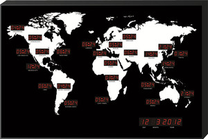 Đồng hồ treo tường kỹ thuật số Thời gian bản đồ thế giới - Product Image 3