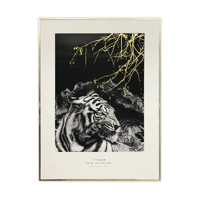 Black and white animal painting tiger elephant in the forest photo of art minds gold framed wall art home decoration