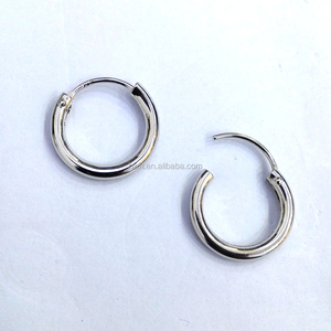 Pendientes de tubo hueco de plata de ley H192-2x15mm, aros chapados en rodio - Product Image 4