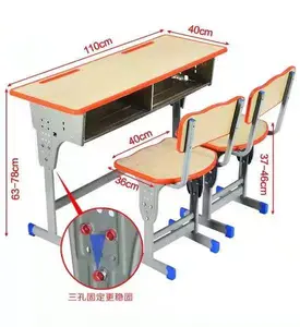 El equipo de la escuela muebles estudiante de madera de doble asiento Silla de escritorio clase ergonómico y mesa de estudio silla