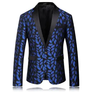 Benutzer definierte Royal Blue Prom Anzug Jacke Printed Pattern Design Blazer für Männer