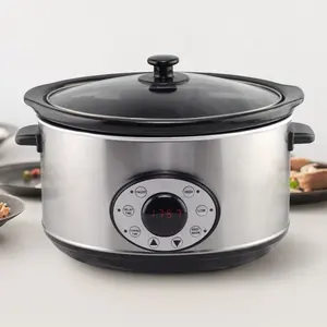 Cuisinière lente électrique ovale programmable à compte à rebours numérique en acier inoxydable de la série Select de 6,5 l avec <span class=keywords><strong>couvercle</strong></span> standard - Product Image 1