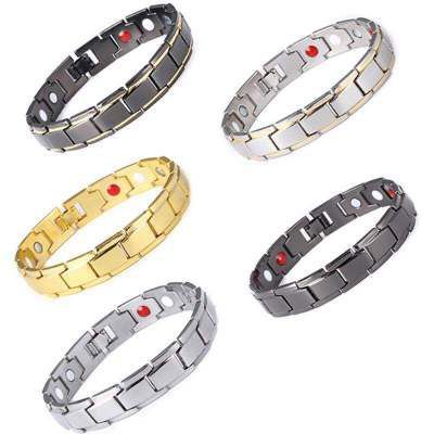 Gold Plated Men Bracelet Fashion Rhombus Magnetic Anxiety Bracelet Colorful Detachable Therapy Magnetic Bracelet