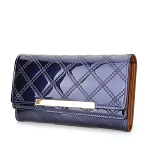 Shiny PU leather clutch bag for ladies cheap price woman wallet