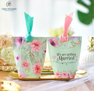 "Nos estamos casando" Flor Favores de la boda Cajas de dulces Bomboniera Bolsita de papel Bolsas de dulces Favores de fiesta Caja de regalo - Product Image 3