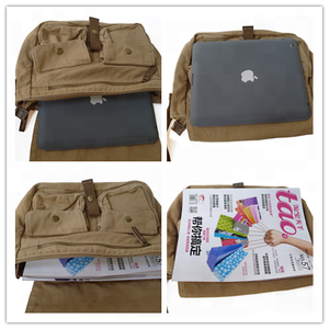 Borsa a tracolla 2371 da uomo in stile Vintage con decorazione a bottone in tela verde scuro - Product Image 4