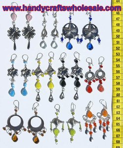 Pendientes de alpaca Color Cristal de Murano Perú Joyería de Metal Venta al por mayor Productos hechos a mano Arte - Product Image 2