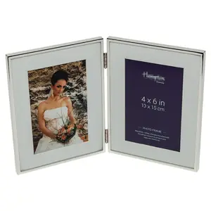 Double hinged stainless steel silver plated picture frames photo frame