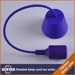 Lampe à <span class=keywords><strong>suspension</strong></span> <span class=keywords><strong>E27</strong></span> colorée simple, applique avec rose au plafond en plastique, fil textile tressé, douille de lampe en silicone - Product Image 3