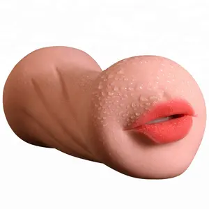 Groothandel 3d deep throat mannelijke masturbator-Kunstmatige Vagina Mannelijke Zak Kut Zachte Orale Tong Tanden Realistische Vagina Masturbator