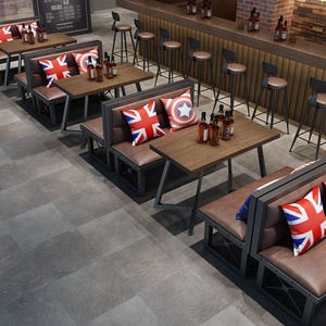 Mỹ Retro Loft Công Nghiệp Phong Cách Sắt Nghệ Thuật Sofa Gian Hàng Gỗ Nhà Hàng Bảng ET Chaise Nhà Hàng Bảng - Product Image 4