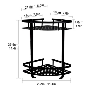 Estante de baño montado en la pared de esquina en ángulo recto estantes de almacenamiento para la cocina cuarto de baño ducha espacio de aluminio triángulo 2- niveles - Product Image 4