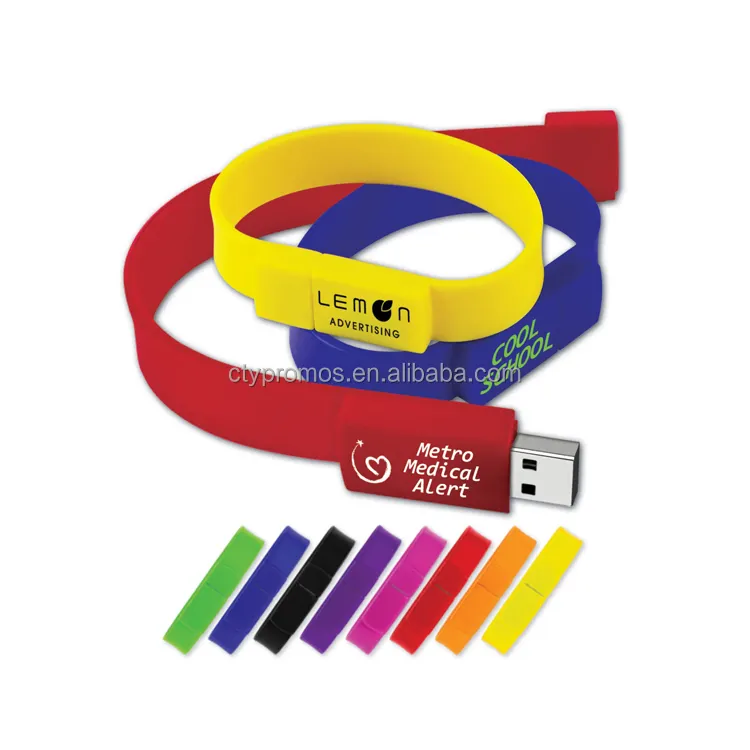 Custom 1gb 2gb 4gb 8gb silicone rubber wristband bracelet usb flash pen drive