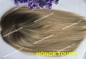 Allyht378 — toupet en soie pour femme, doreen personnalisé, cheveux ombré, couleur blonde cendré, 16 pouces, 5x6 pouces, avec clips - Product Image 5