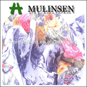 mulinsen textil digital patrón de la flor de poliéster de diseño de piel de melocotón tela impresa