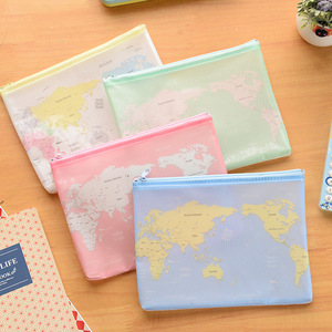 Sáng tạo Bản Đồ Thế Giới Pattern A4 A5 B6 Thống Nộp Bag Túi Tài Liệu A4 Tập Tin Thư Mục Với Dây Kéo Văn Phòng Phẩm Nộp Sản Xuất - Product Image 2