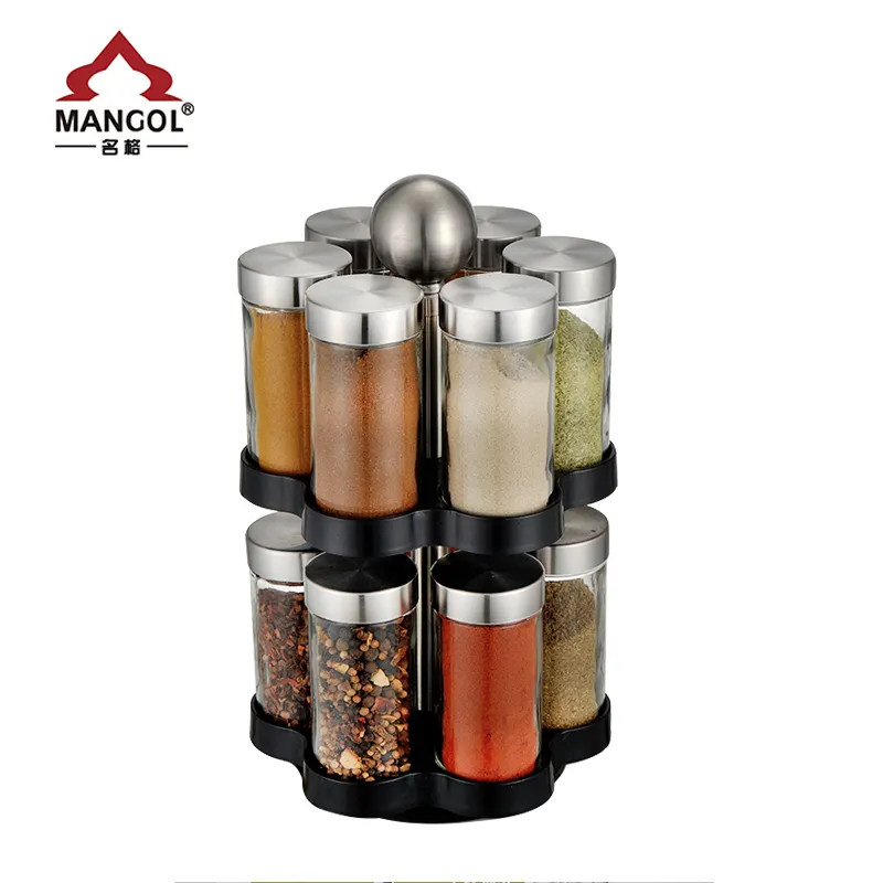 Revolving Plastic Display Restaurant Kitchen Glass Spice Jar Spice Rack