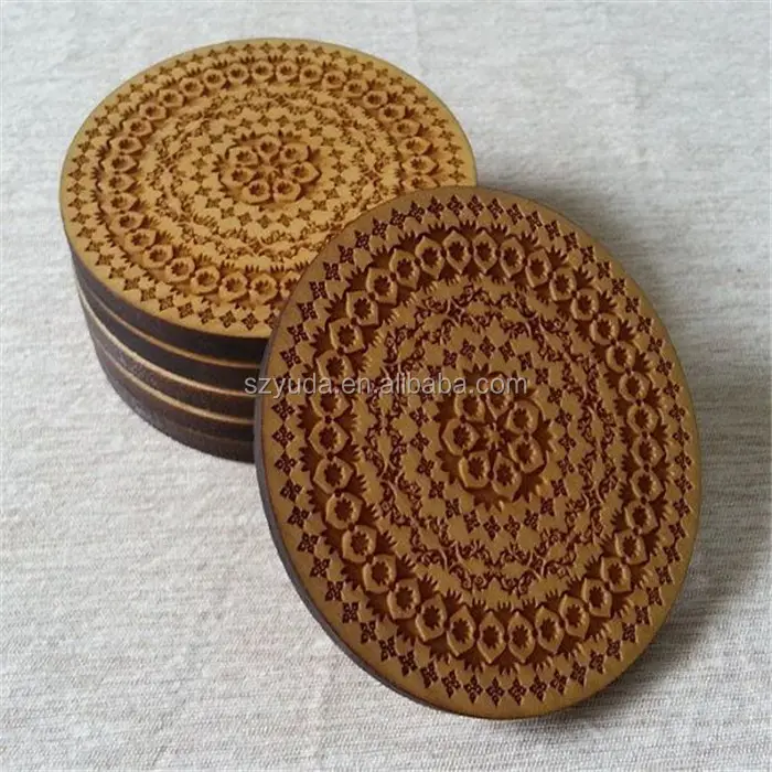 Custom Kurk Backed Coaster laser cut hout onderzetters ronde hout tablemat placemat met verschillende ontwerp en size