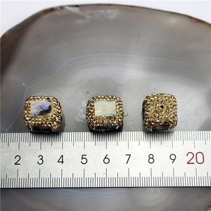 Concha de abulón con cuentas de cristal dorado, abalorio con incrustaciones de cristal de moda, pulsera/collar DIY, accesorios de joyería - Product Image 6