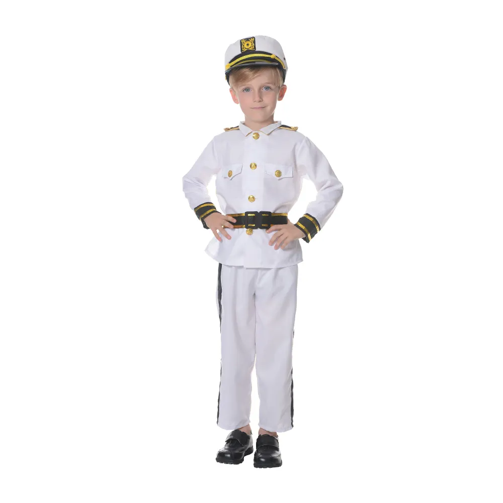 Anak Laki-laki Keren Putih Angkatan Laut Seragam Halloween Berdandan Karir Cosplay Angkatan Laut Kostum untuk Anak-anak