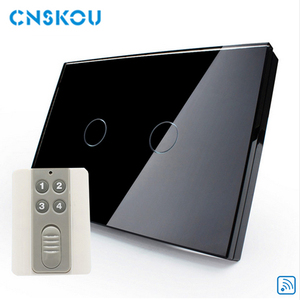 EE.UU. estándar del panel de cristal sin batería 10A 433 mhz control remoto de interruptor de pared light touch SK-A802-03-US - Product Image 1