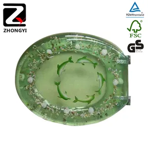 Fashionable transparent green round toilet seat