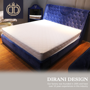 Post moderna púrpura elegante terciopelo y cuero genuino cama king tamaño púrpura tela sencilla cama doble moderna - Product Image 3
