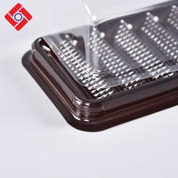 Pla Wegwerp Huisdier Zwart Plastic Rechthoekige Verdeeld Dessert Sushi Lade Sushi Doos Met Deksel, Plastic Ronde Transparant Voedsel, fruit