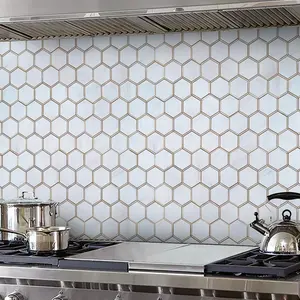 Carrelage hexagonal en céramique et métal, chouchou en marbre blanc, aspect mosaïque