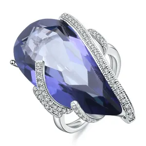 Bleibende natürliche Iolite Blue Mystic Quarz Ring 925 Sterling Silber Vintage Cocktail ringe für Frauen Luxus schmuck