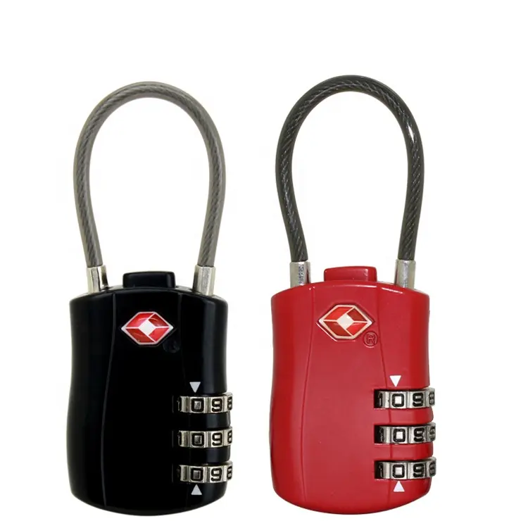 TSA527 Mini High quality cable 3 digital combination TSA Approved Licensed travel lock candado de Combination para camio