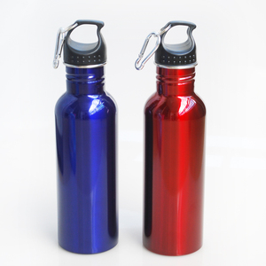 750ml single wall stainless steel sport water bottle with aluminium Carabiner