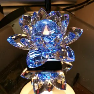Decorative Blue Crystal Lotus Flower with LED Light Base MH-H0099