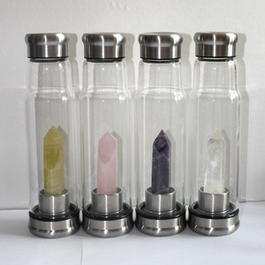Cristales de shungita con infusión de piedras preciosas, piedras de energía curativa, botella de agua de vidrio como regalos de Yoga para amantes de festivales personalizados - Product Image 6