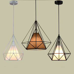 Birdcage Pendant <strong>Lights</strong> Modern Iron <strong>Retro</strong> <strong>Light</strong> Scandinavian Loft Pyramid Lamp Metal Cage with E27 Bulb - Product Image 2
