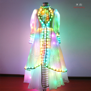 Pura Hecha A Mano Fina LLEVARON Vestido exquisita <span class=keywords><strong>ropa</strong></span> de danza, increíble Vestido de Boda Luminosa - Product Image 5