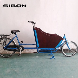 SIBON B0290102 26 "<span class=keywords><strong>Nexus</strong></span> <span class=keywords><strong>7</strong></span> vitesses cadre en acier au carbone deux roues adulte vélo Cargo avec boîte en bois - Product Image 1