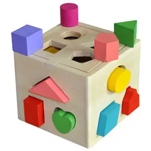 مخصص الجملة التعليمية الكرتون مربع انفصال كتل مطابقة الطفل الخشبي شكل لعبة فارز