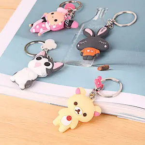 Promotional Cheap High Quality Custom 3D logo soft PVC key chain key ring