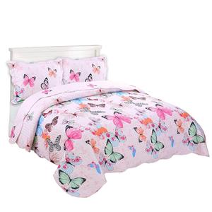 Cheap Wholesale Luxury Hotel Wholesale King Queen Size 100 Cotton <strong>Patchwork</strong> Butterfly Printed <strong>Bedspread</strong> - Product Image 2
