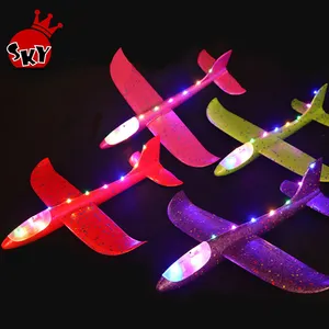 Tangan Melemparkan Pesawat Mainan 48 Cm Lampu LED Pesawat Mainan Epp Busa Anak-anak Glider Pesawat Mainan Menyenangkan untuk Outdoor Pesawat