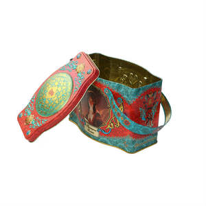 빈티지 꽃 디자인 보석 직사각형 상자 스토리지 케이스 핸들 주석 저장 상자 사탕 비스킷 포장 금속 상자 - Product Image 4