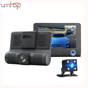 Ba Camera Night Vision Car DVR 4.0 "Camera DVR Ống Kính Kép Với Đăng Ký Xem Phía Sau Máy Quay Video Dashcam