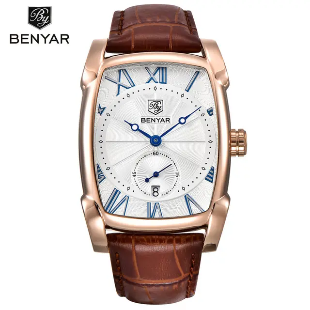 Benyar 5114 Auf Lager Kaufen Sie Uhren online Schwarzes Leder Chrono Armbanduhr Herren Datum Lieferung am nächsten Tag Designer Uhren für Herren