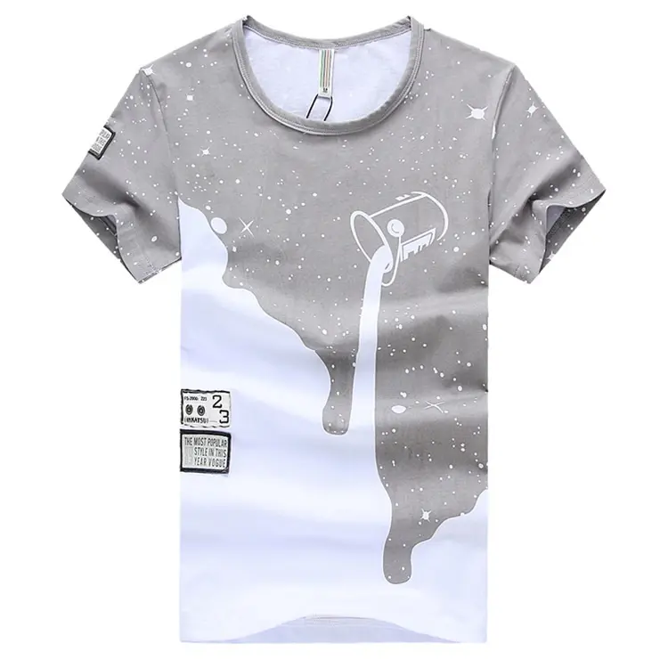 Camiseta masculina personalizada oem, leite, estrela, impressão, manga curta