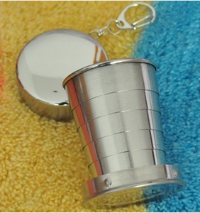 Collapsible <strong>Cups</strong> with Lid and Keychain Stainless Steel Foldable Drinkware <strong>for</strong> Travel Outdoor Activities Home Use Camping <strong>Work</strong> - Product Image 3