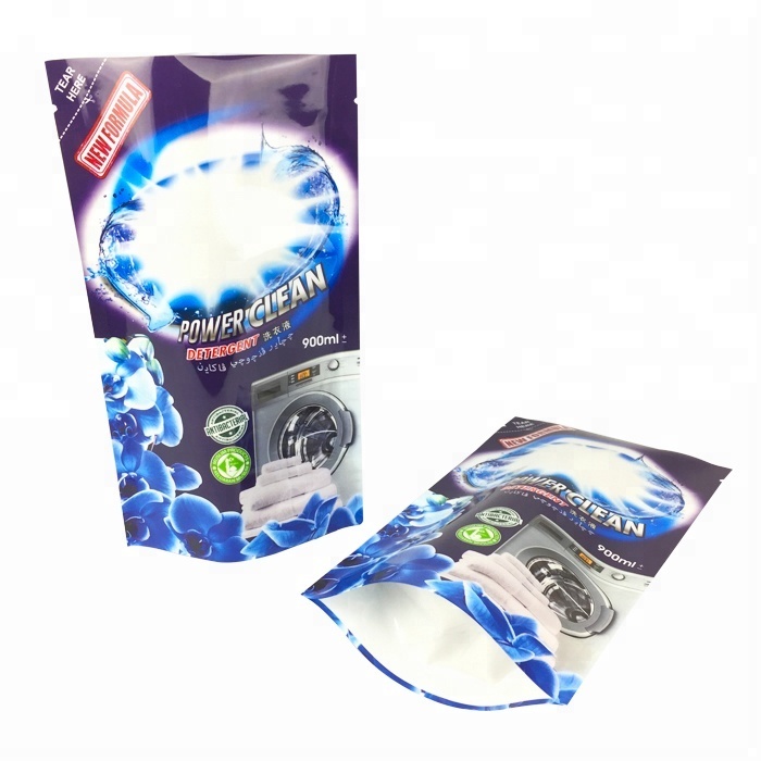 Logo personnalisé en plastique 400 ml détergent à lessive stand up pouch